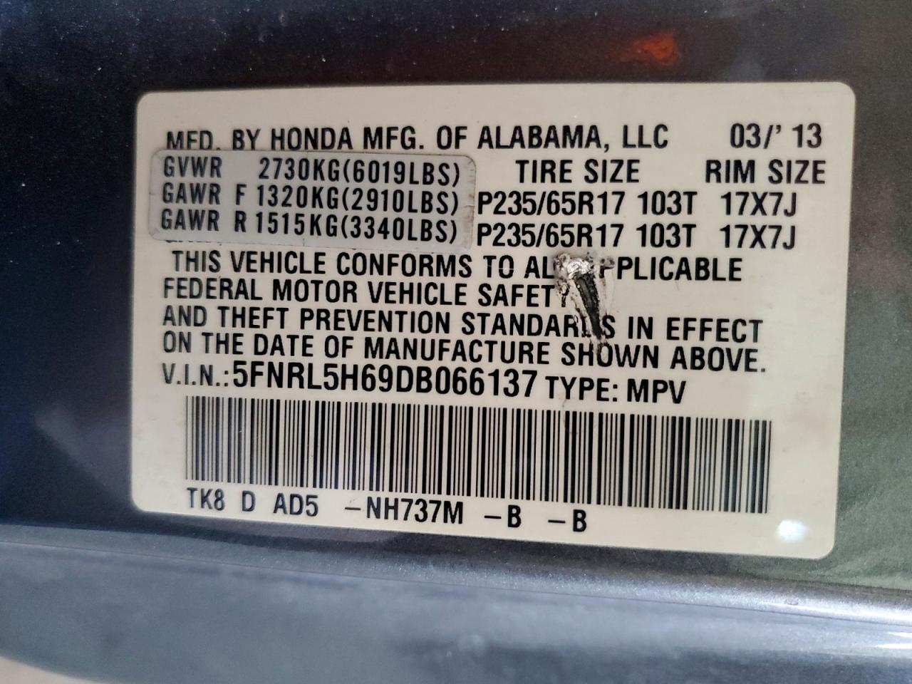 2013 Honda Odyssey Exl - zdjęcie 13