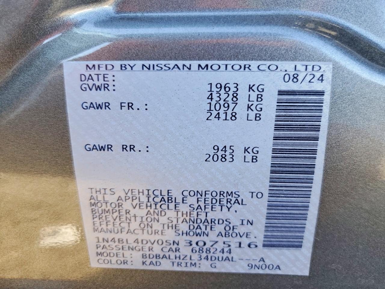 2025 Nissan Altima Sv - zdjęcie 12
