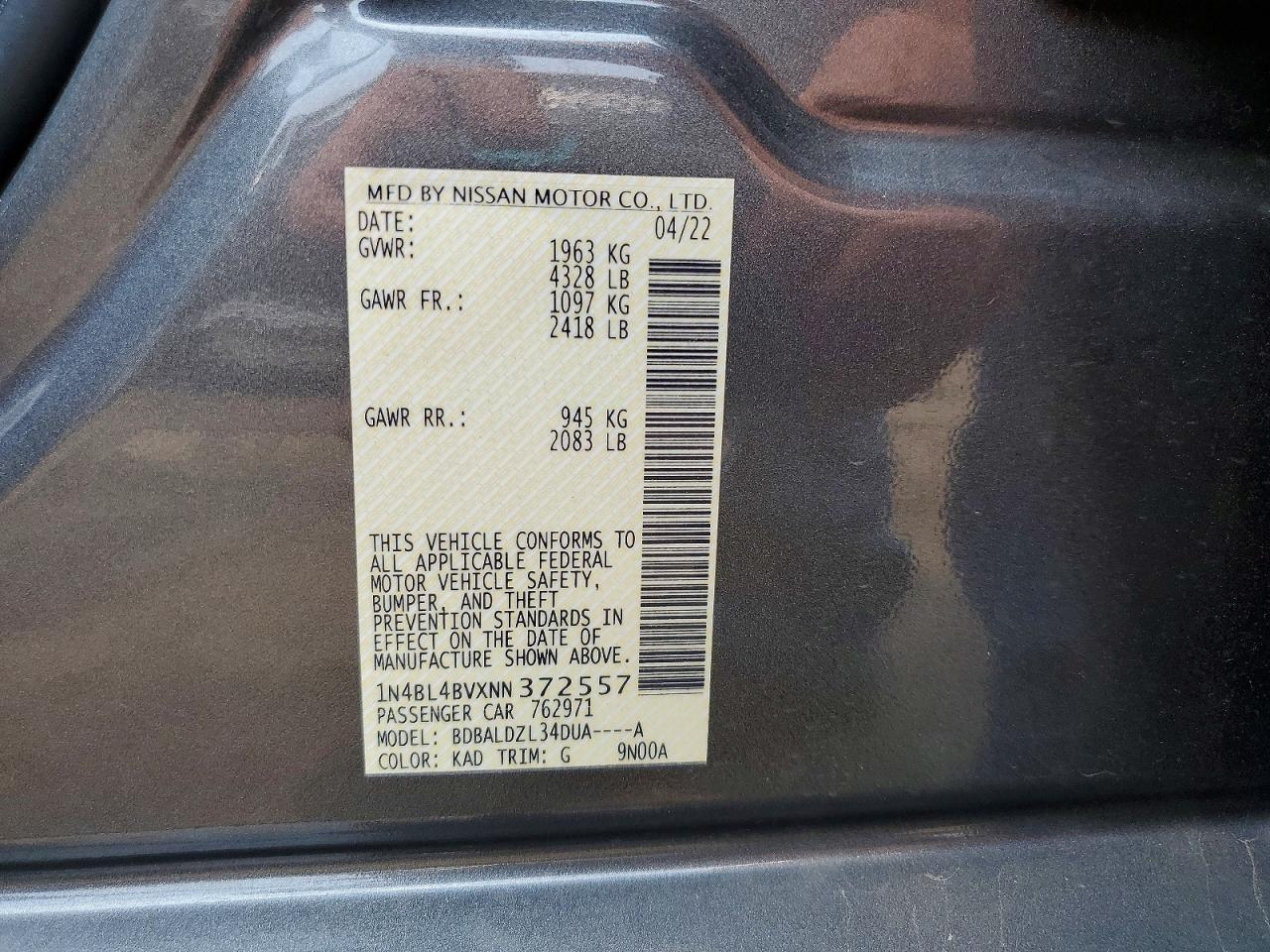 2022 Nissan Altima S - zdjęcie 12