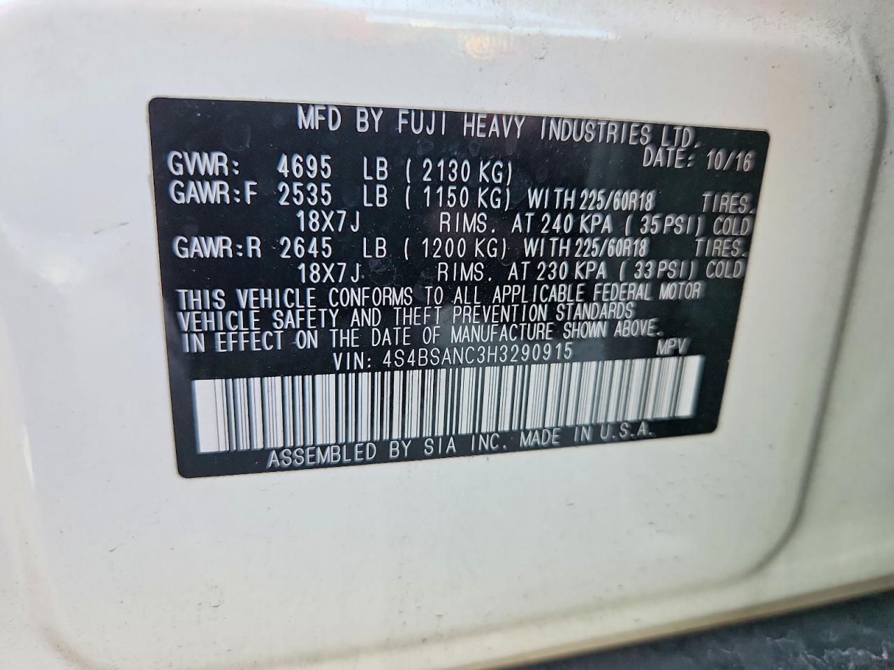 2017 Subaru Outback 2.5I Limited - zdjęcie 13