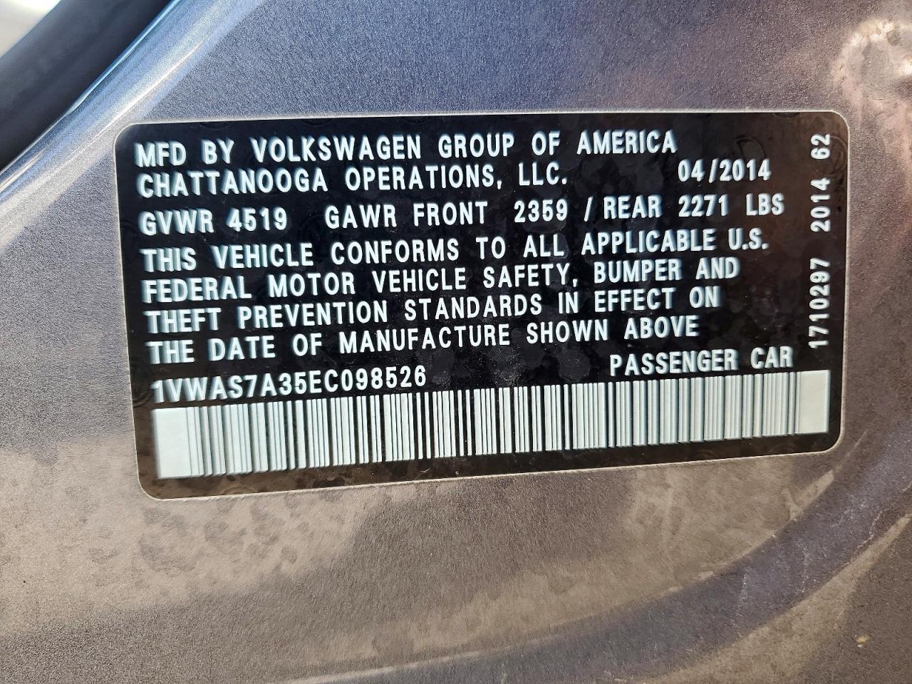 2014 Volkswagen Passat S - zdjęcie 12