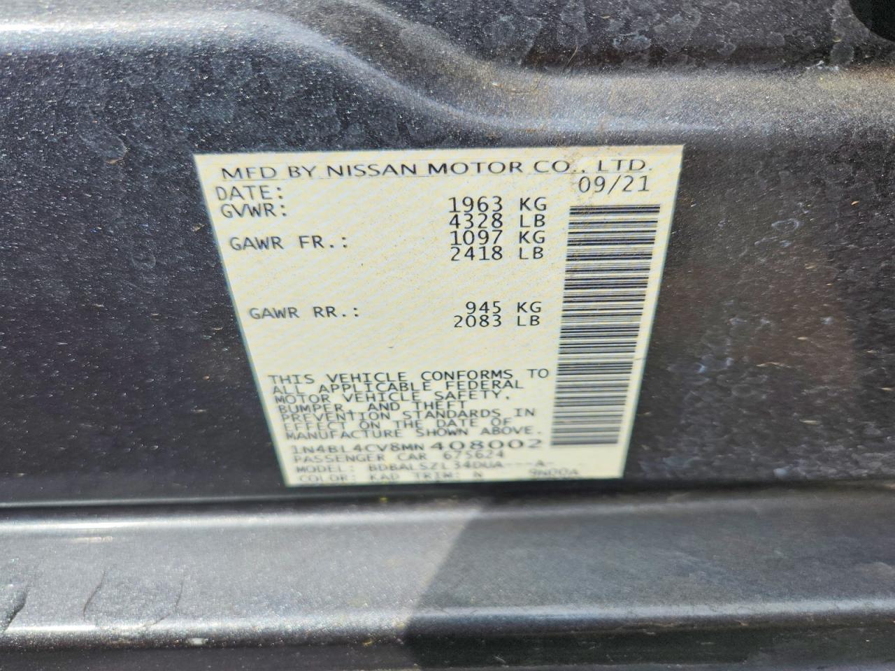 2021 Nissan Altima Sr - zdjęcie 12