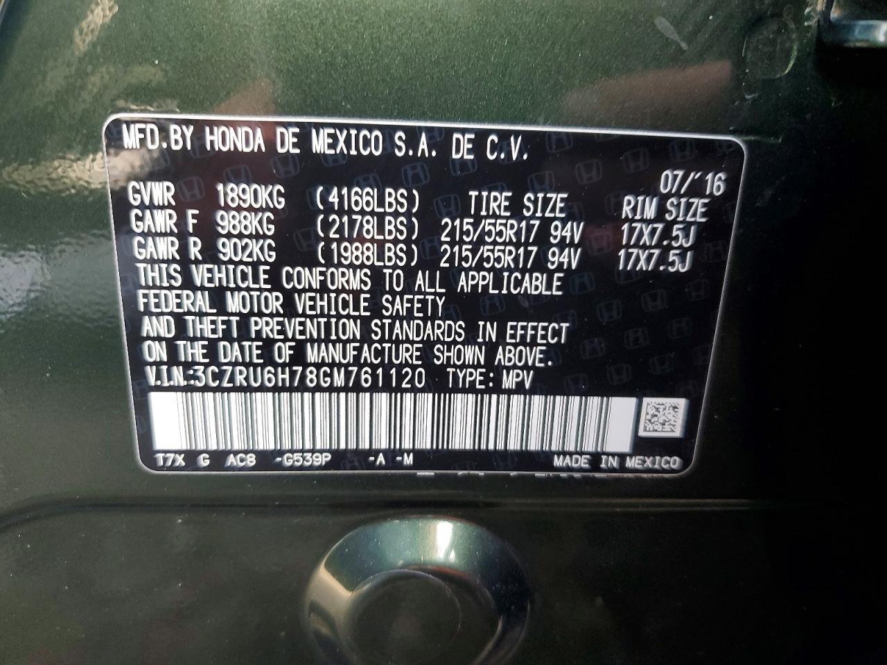 2016 Honda Hr-V Exl - zdjęcie 12