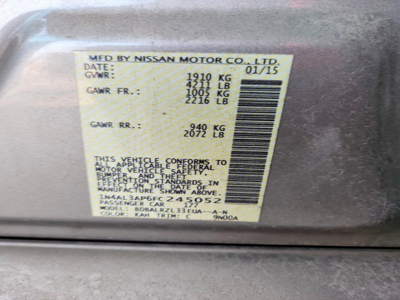 2015 Nissan Altima 2.5 Sl - zdjęcie 12