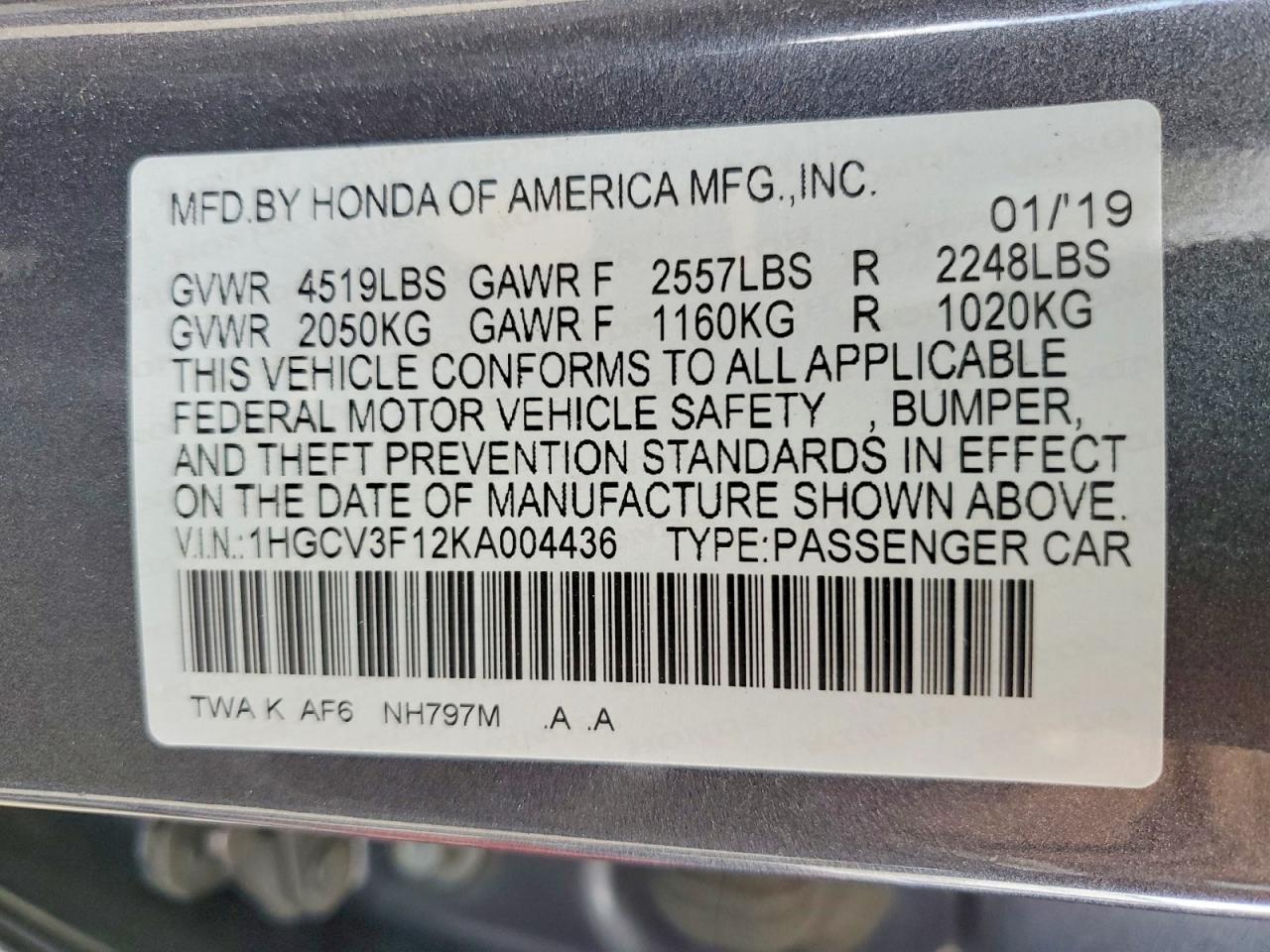 2019 Honda Accord - zdjęcie 12