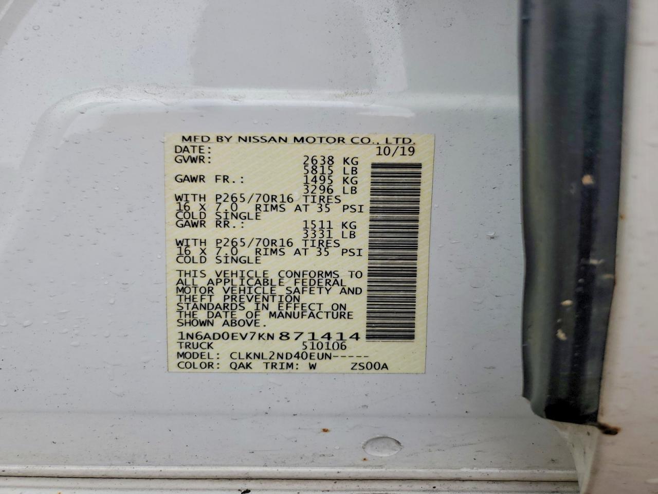 2019 Nissan Frontier Sv - zdjęcie 12