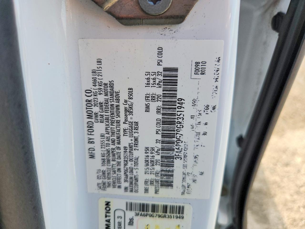 2016 Ford Fusion S - zdjęcie 12
