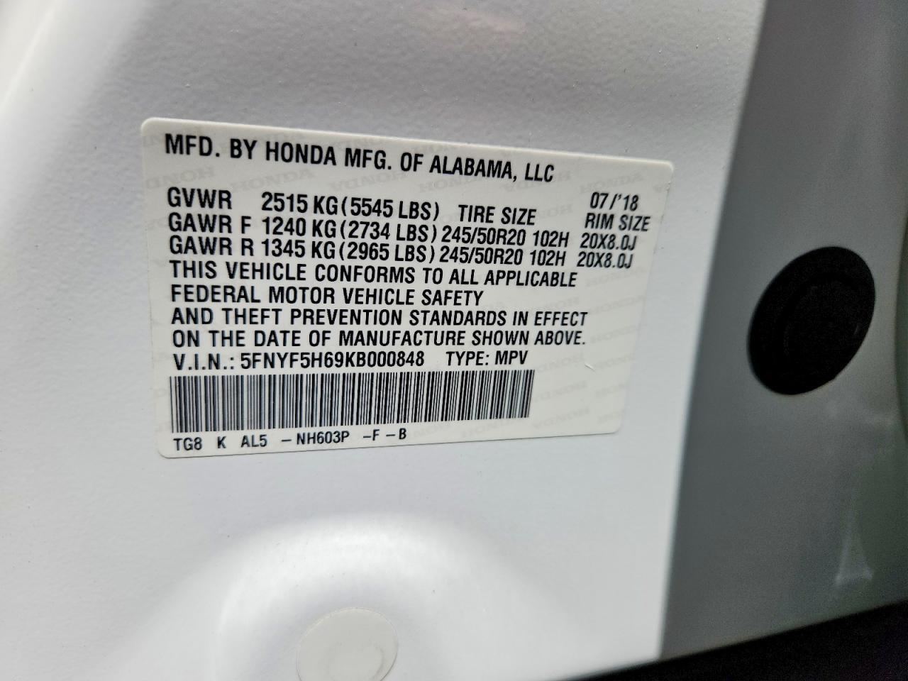 2019 Honda Pilot Touring - zdjęcie 13