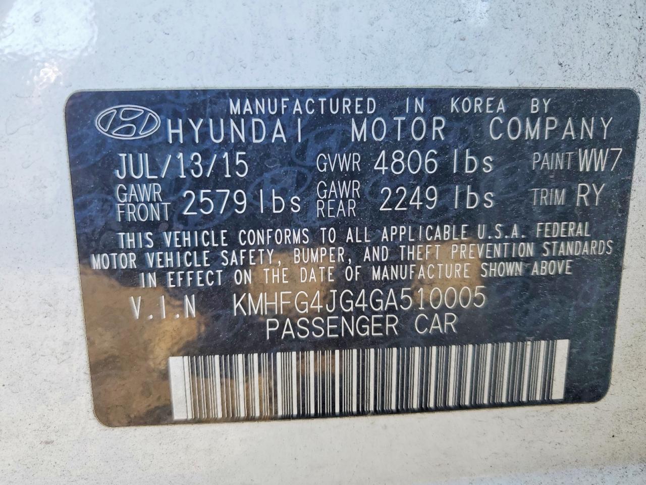 2016 Hyundai Azera Base - zdjęcie 12
