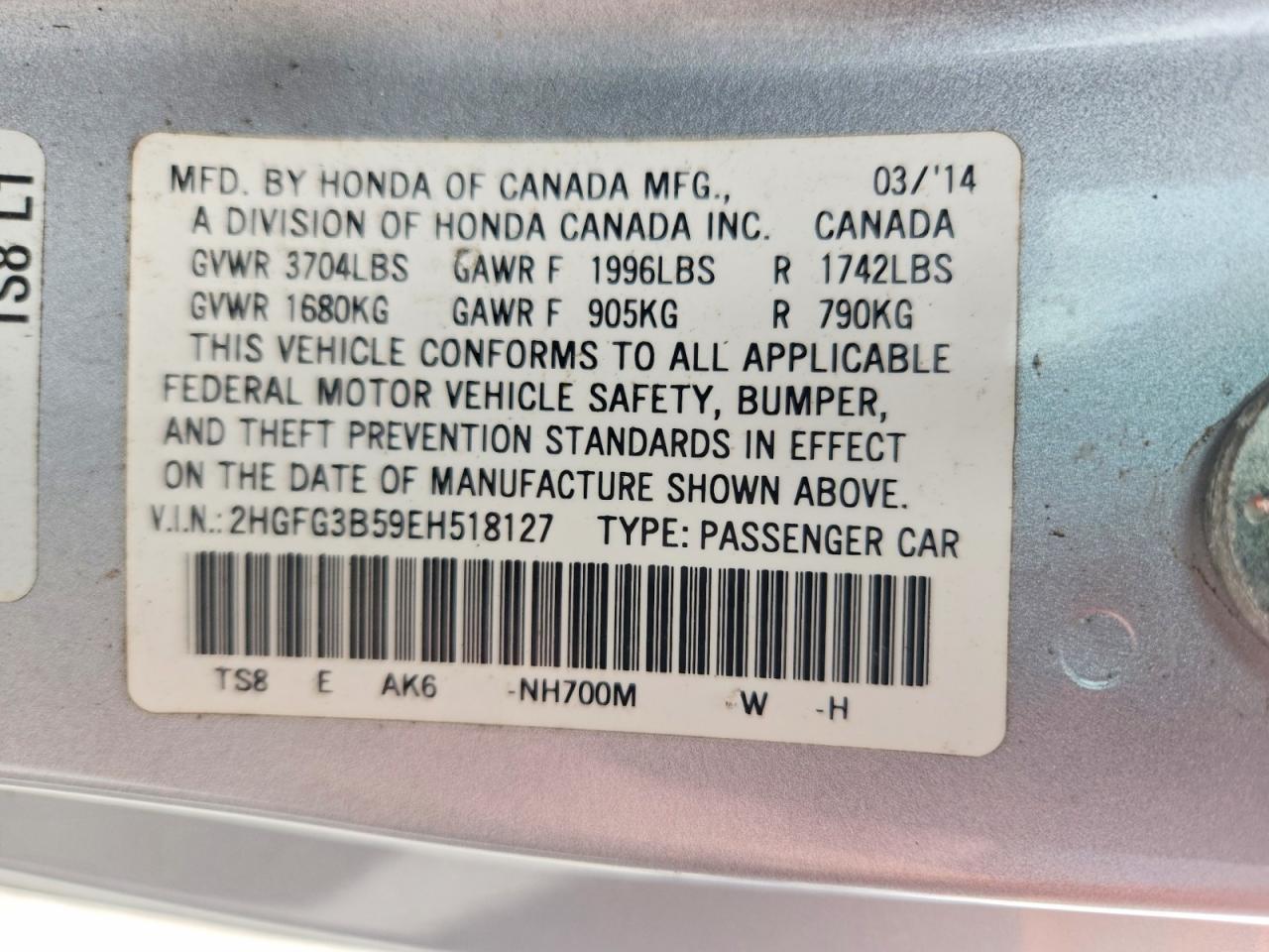 2014 Honda Civic Lx - zdjęcie 12