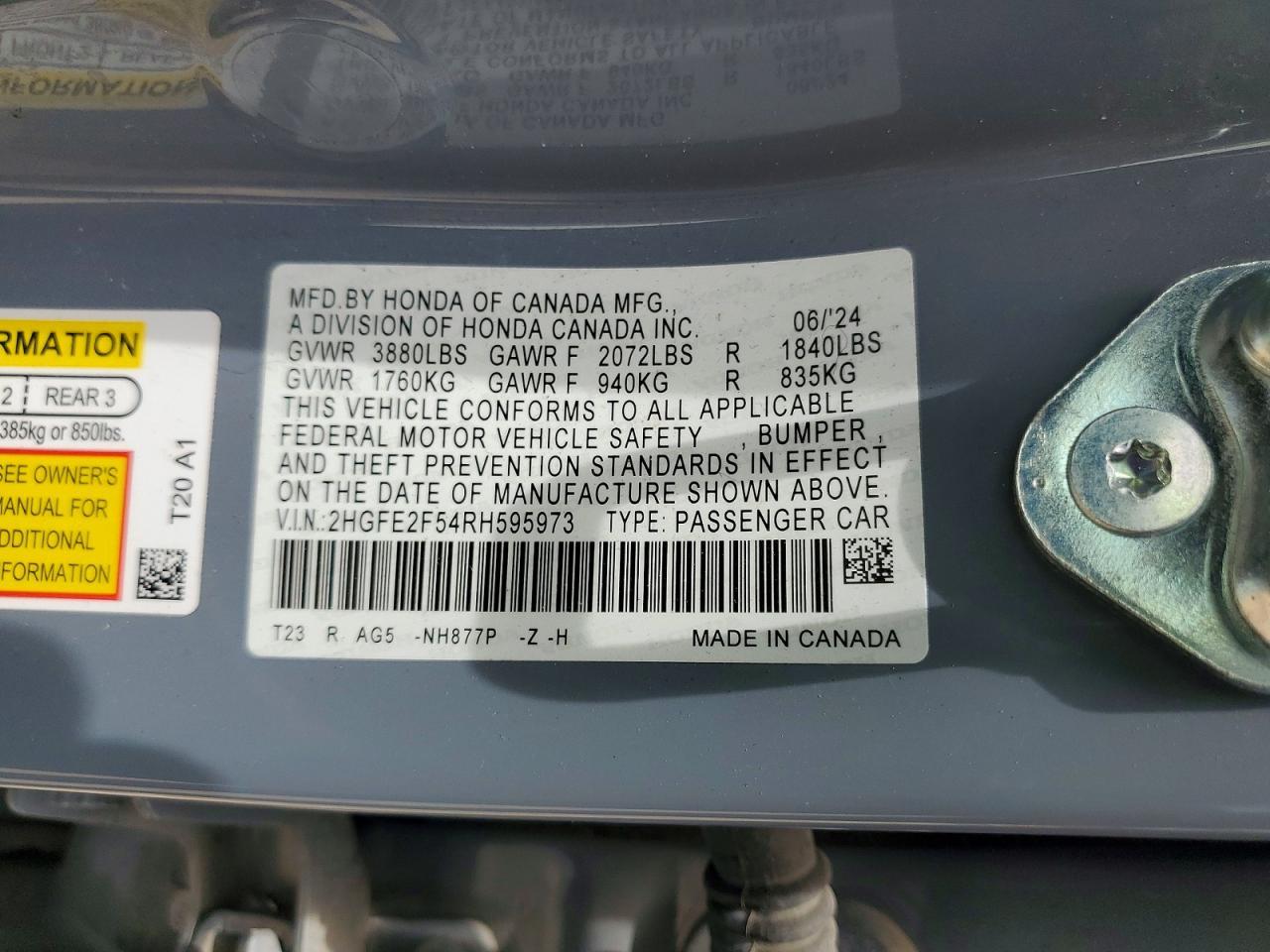 2024 Honda Civic Sport - zdjęcie 12