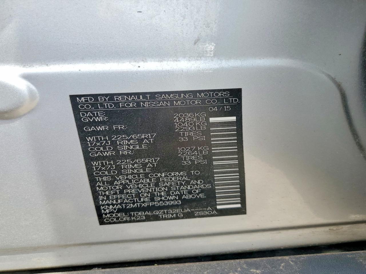 2015 Nissan Rogue Sv - zdjęcie 13