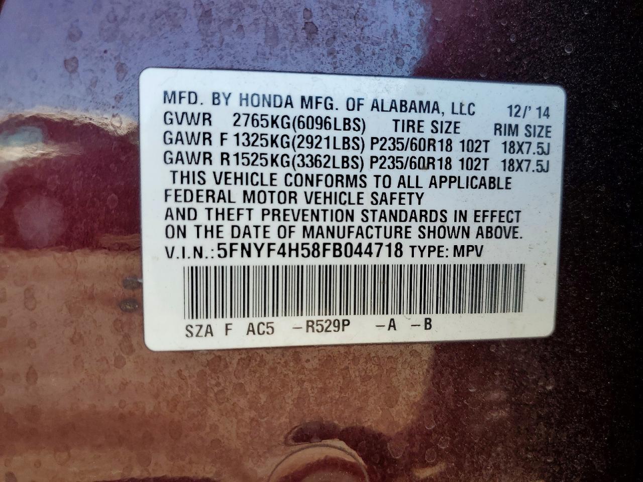 2015 Honda Pilot Exl - zdjęcie 13