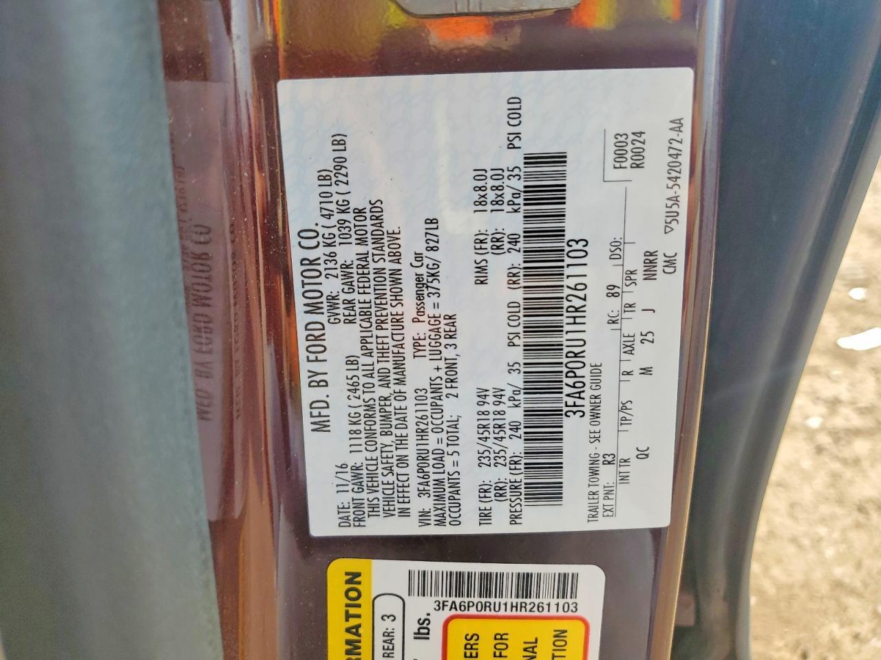 2017 Ford Fusion Titanium Hev - zdjęcie 12