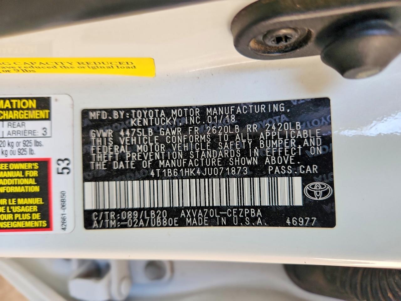 2018 Toyota Camry Xse - zdjęcie 12