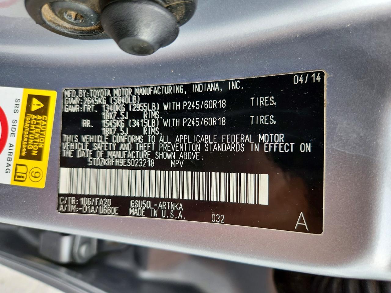 2014 Toyota Highlander Le Plus - zdjęcie 13