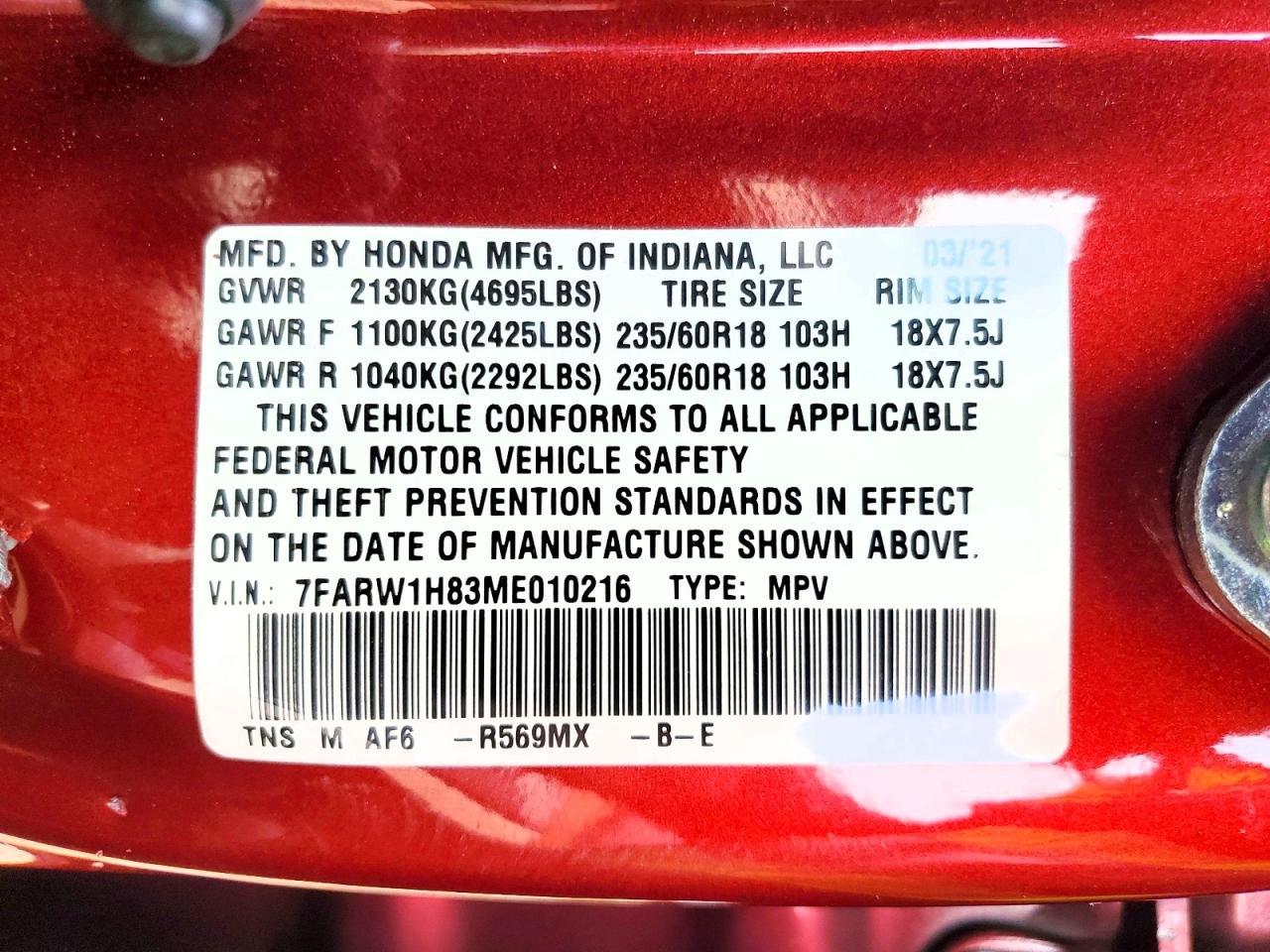 2021 Honda Cr-V Exl - zdjęcie 13