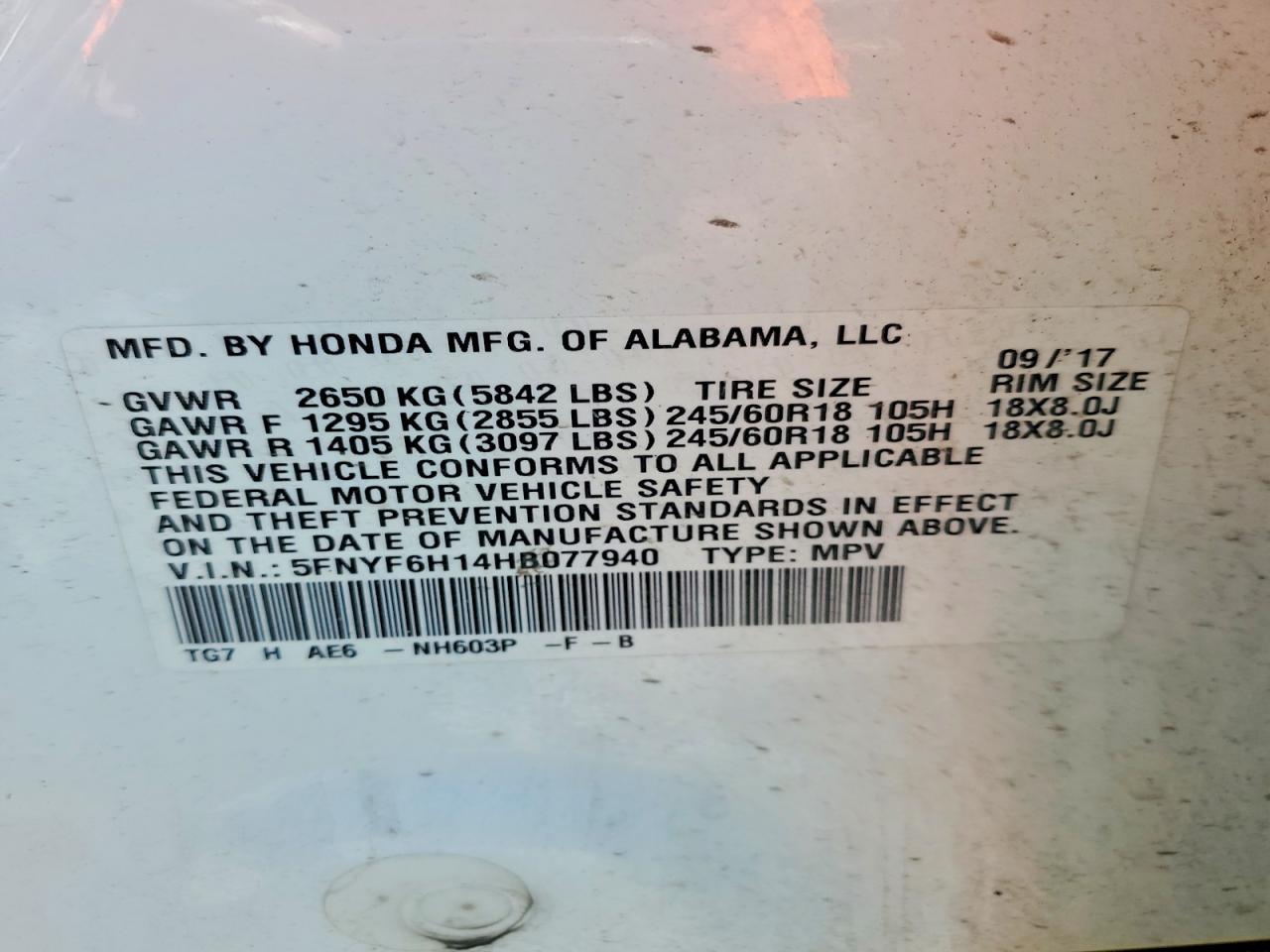 2017 Honda Pilot Lx - zdjęcie 13