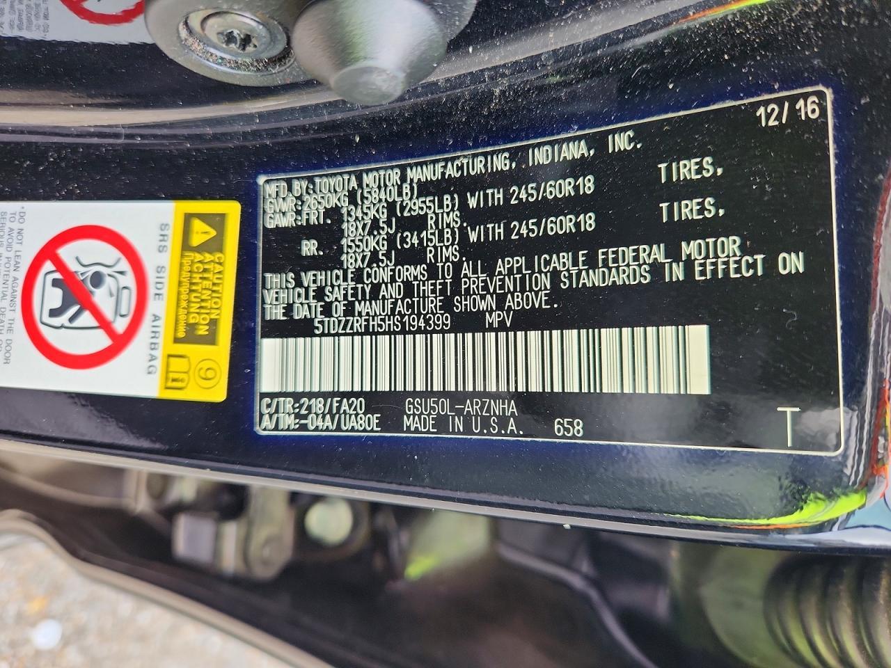 2017 Toyota Highlander Le Plus - zdjęcie 13