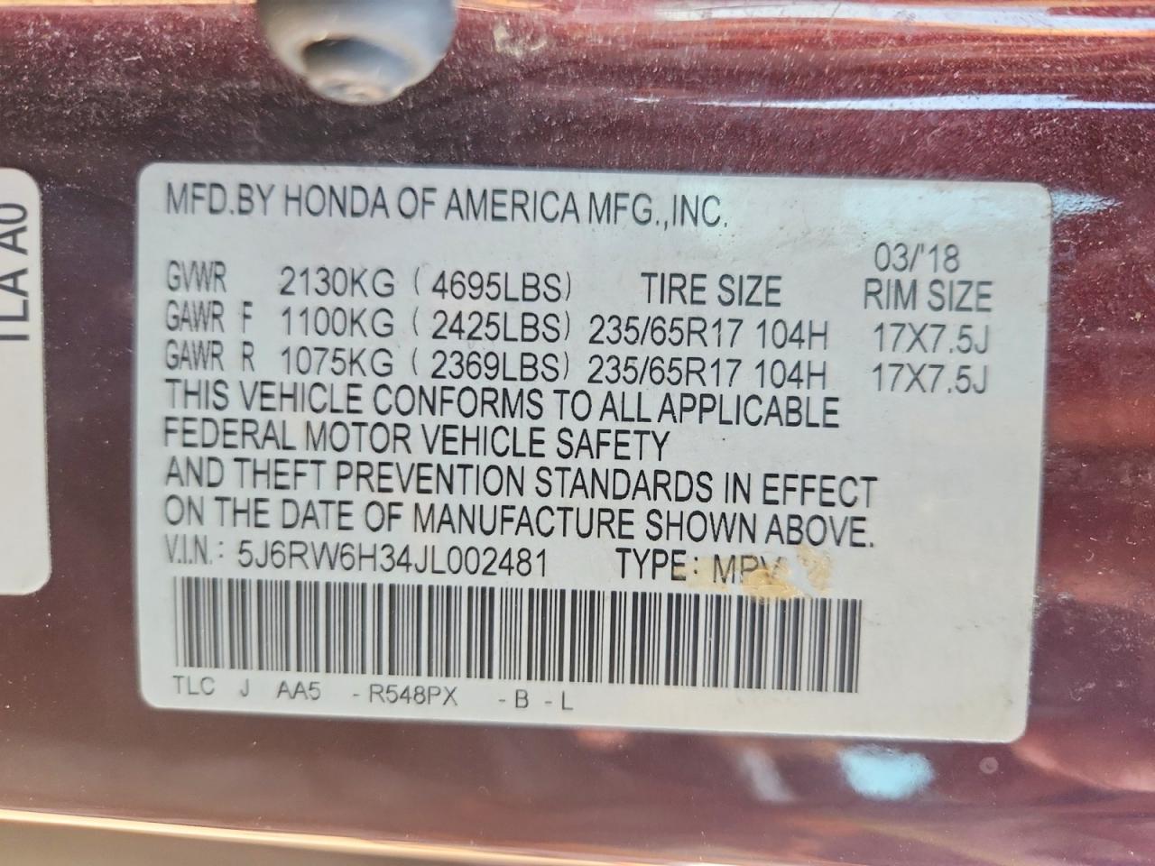 2018 Honda Cr-V Lx - zdjęcie 13