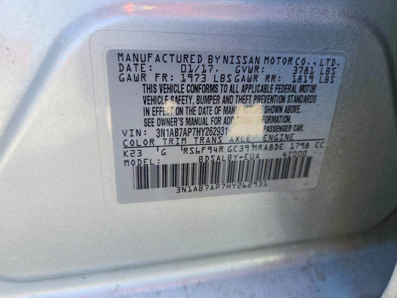 2017 Nissan Sentra S - zdjęcie 12