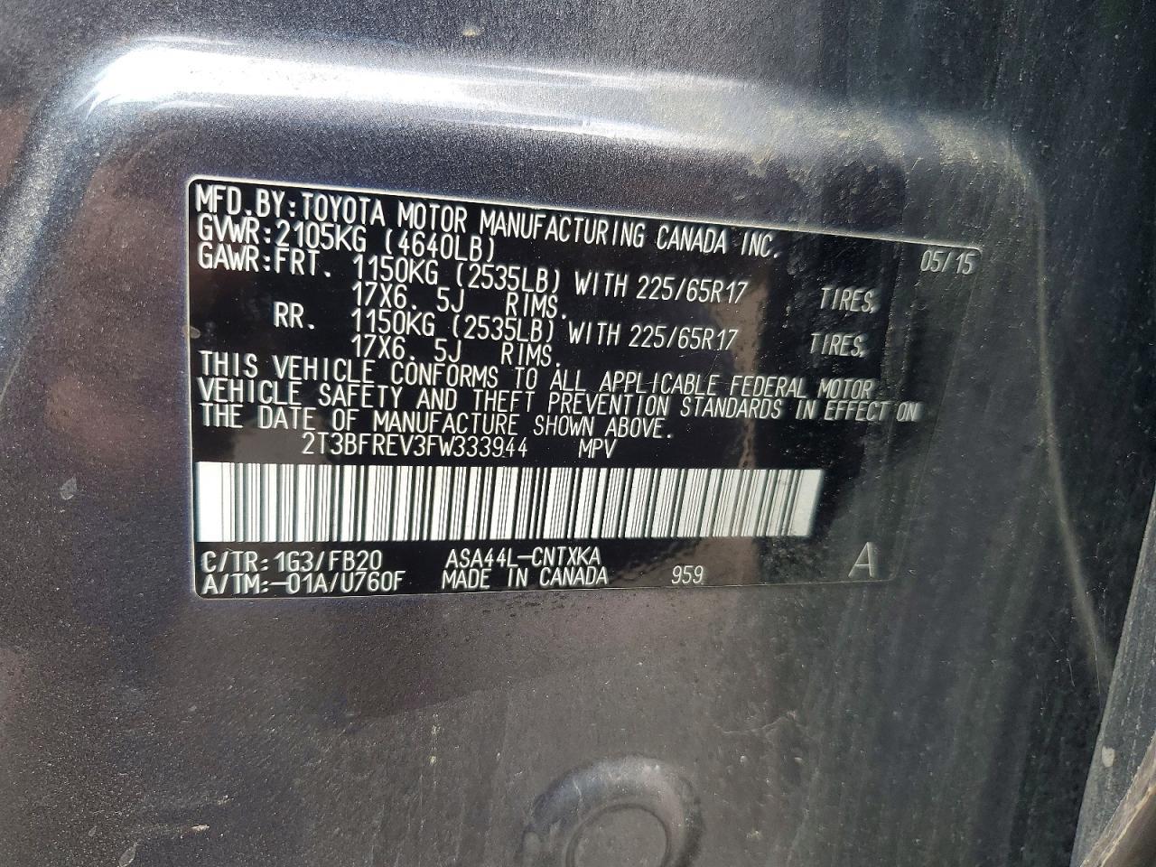 2015 Toyota Rav4 Le - zdjęcie 12