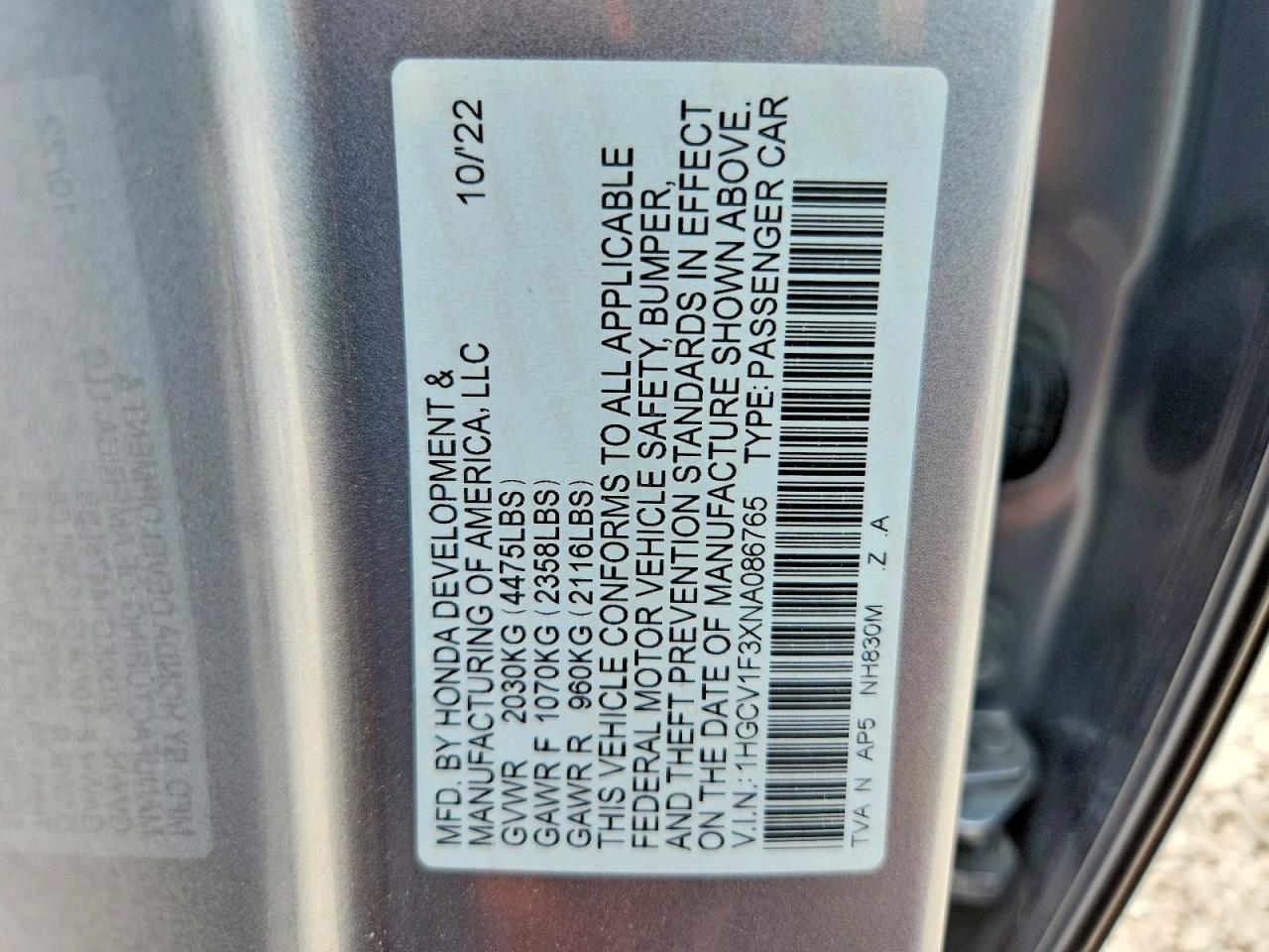 2022 Honda Accord Sport - zdjęcie 13