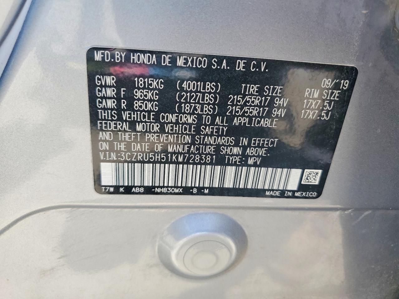 2019 Honda Hr-V Ex - zdjęcie 13