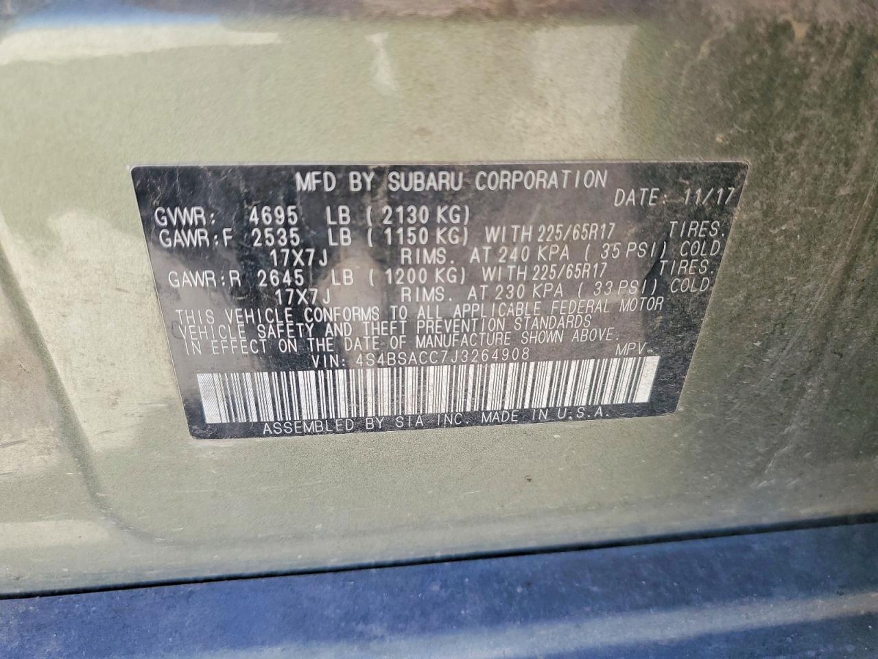 2018 Subaru Outback 2.5I Premium - zdjęcie 12
