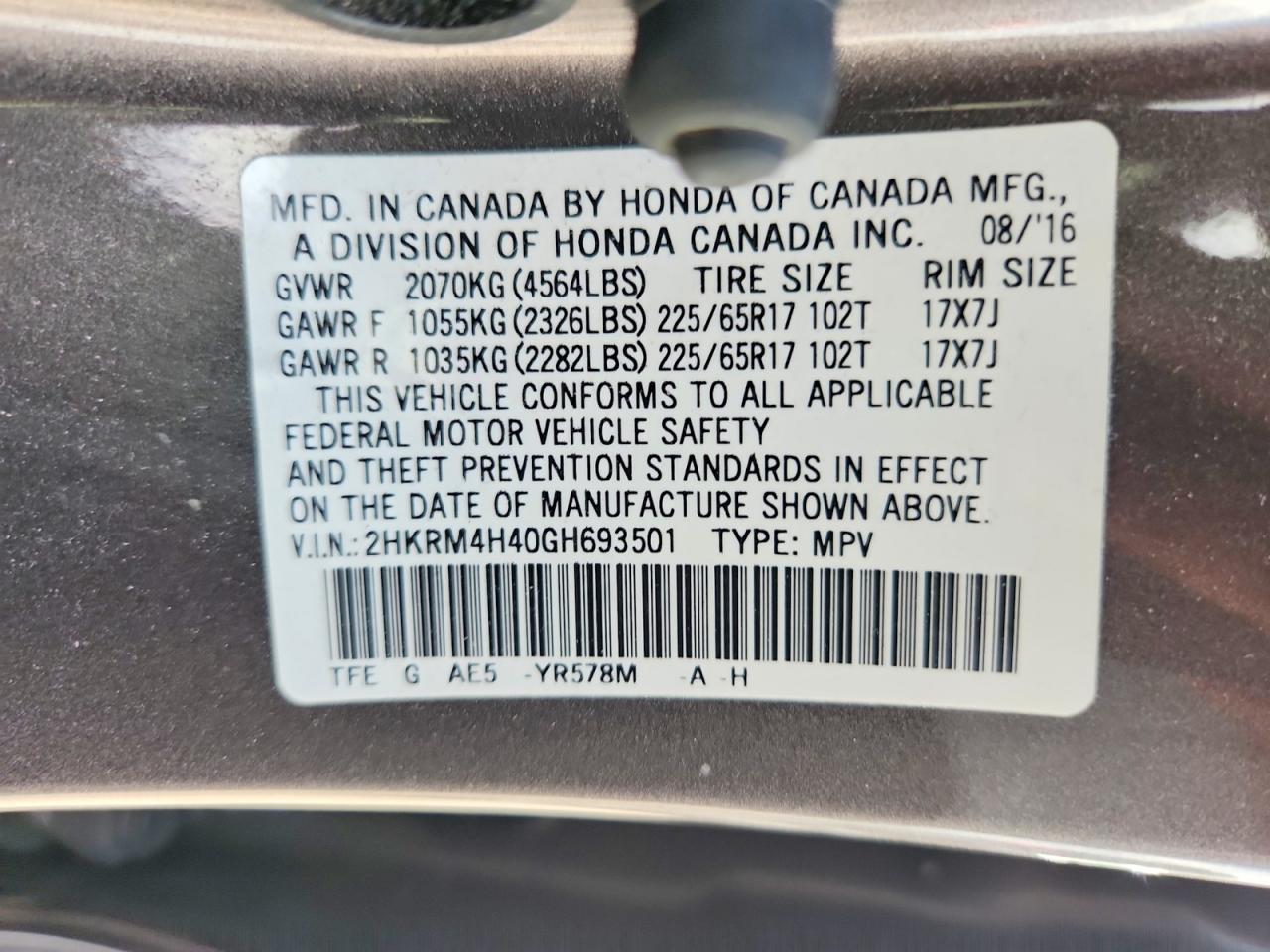 2016 Honda Cr-V Se - zdjęcie 12