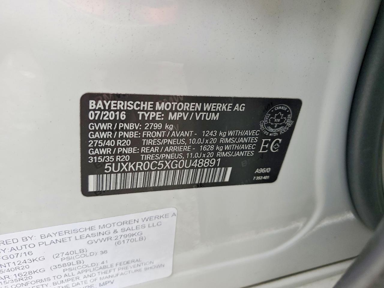 2016 BMW X5 xDrive35I - zdjęcie 13