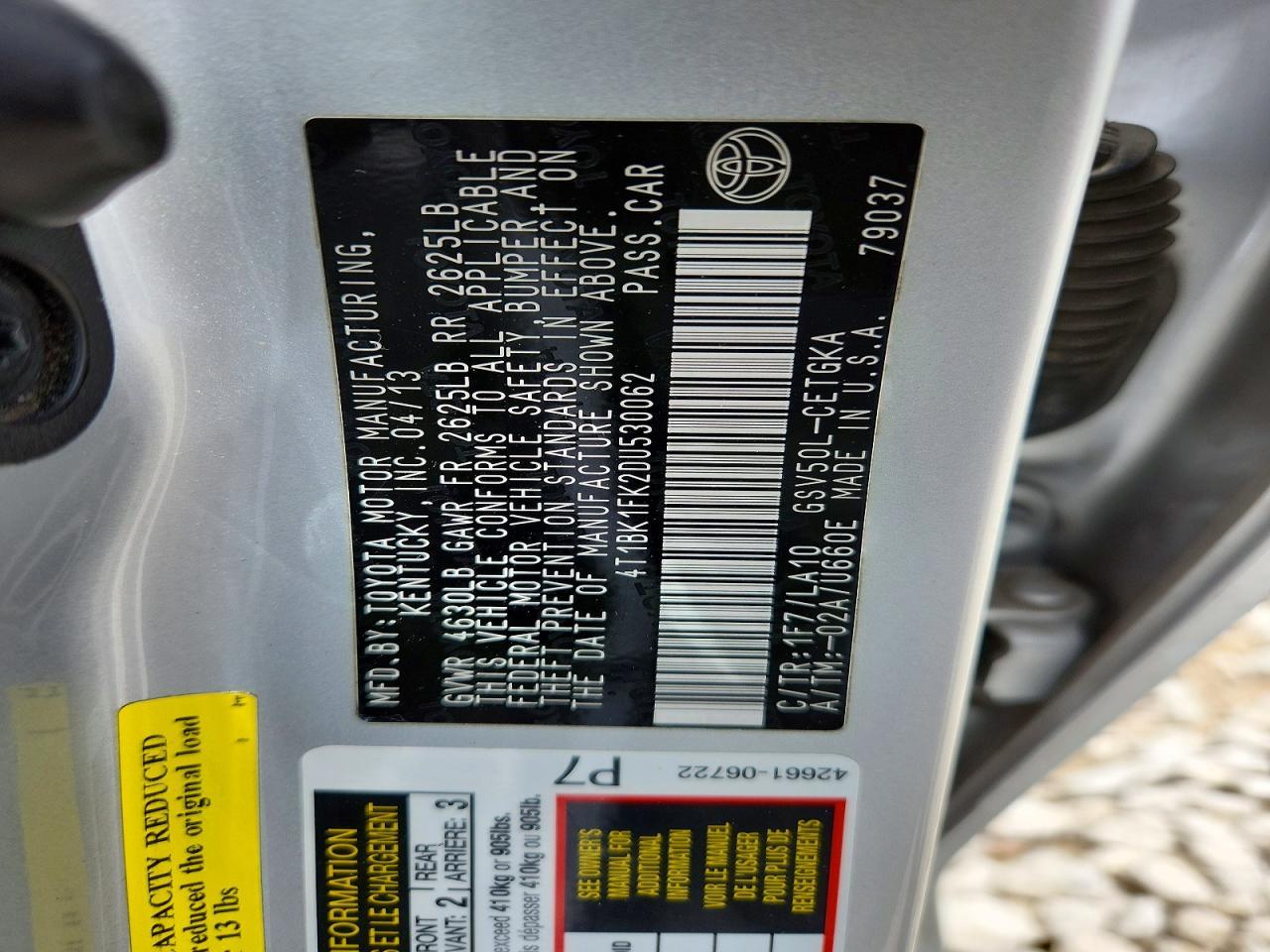 2013 Toyota Camry Xle V6 - zdjęcie 13