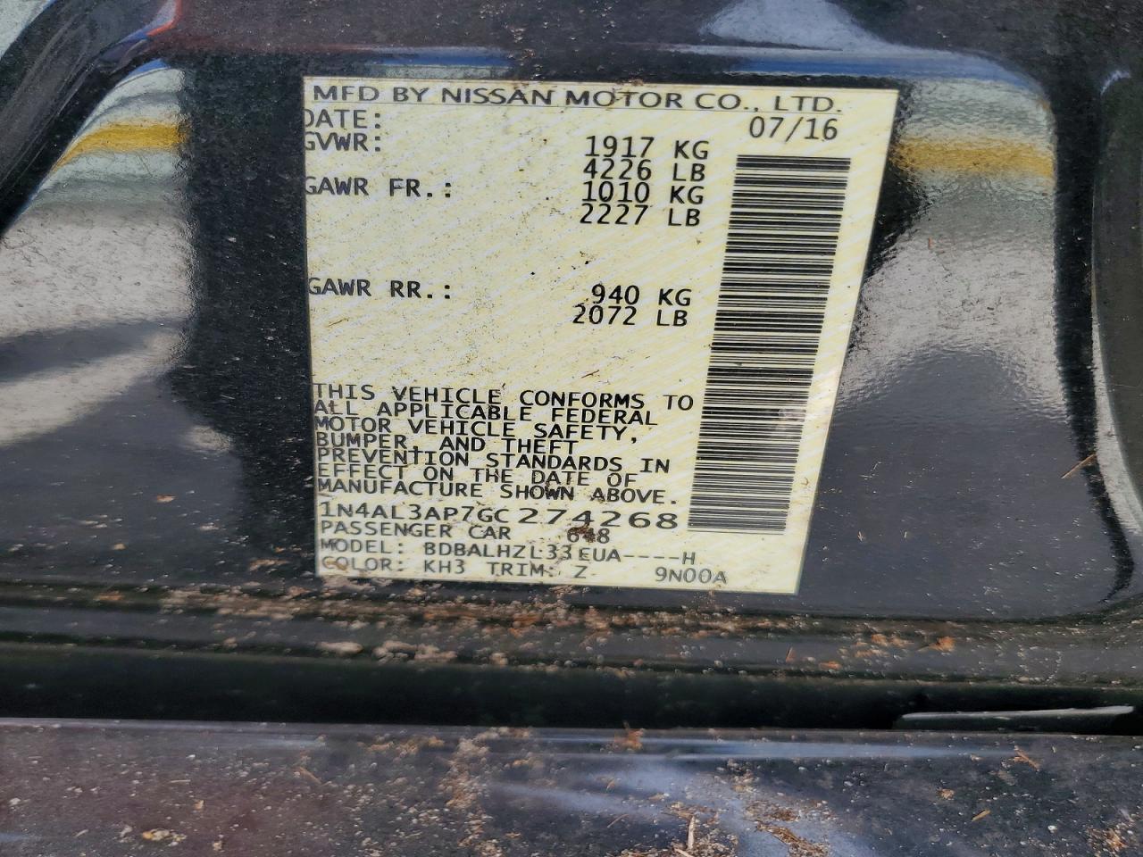 2016 Nissan Altima 2.5 Sr - zdjęcie 12