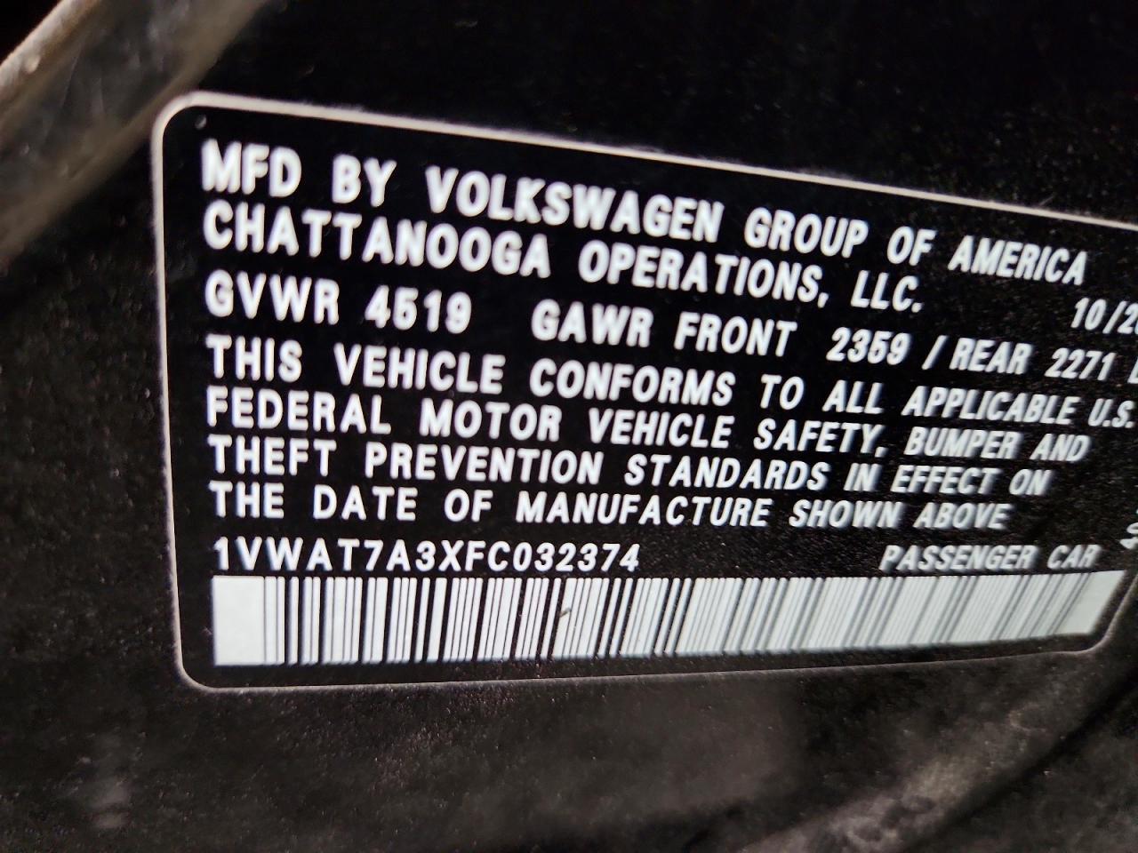 2015 Volkswagen Passat S - zdjęcie 14