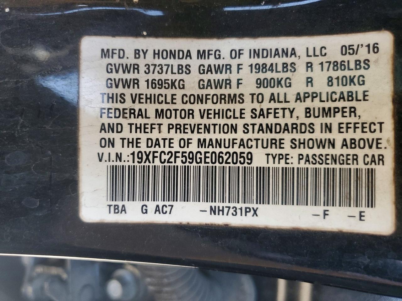 2016 Honda Civic Lx - zdjęcie 12