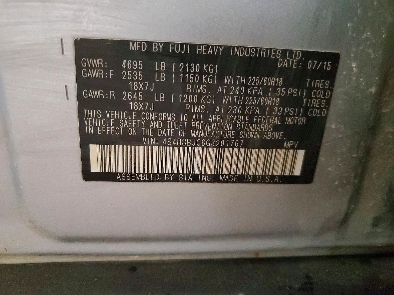 2016 Subaru Outback 2.5I Limited - zdjęcie 14