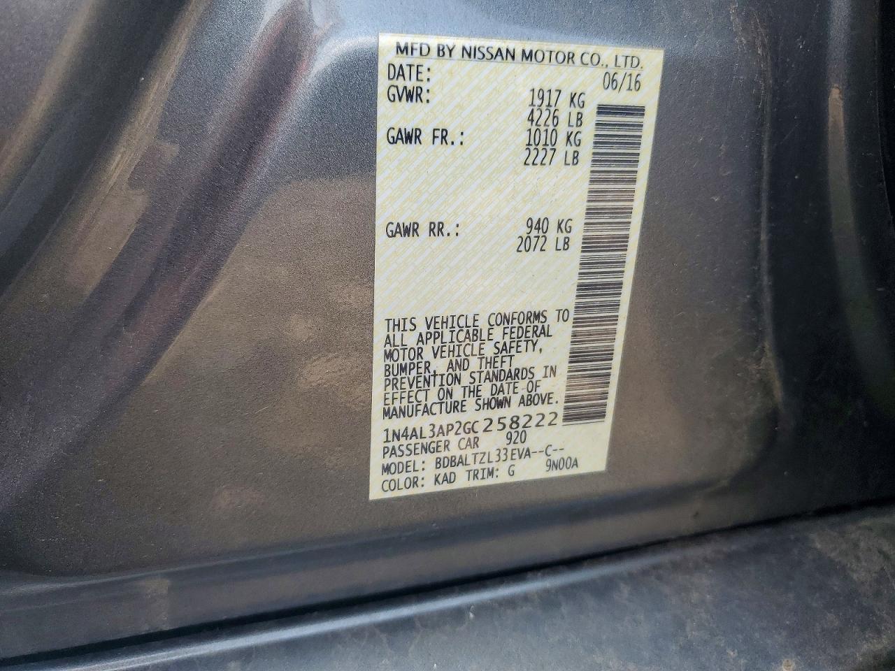 2016 Nissan Altima 2.5 Sl - zdjęcie 12