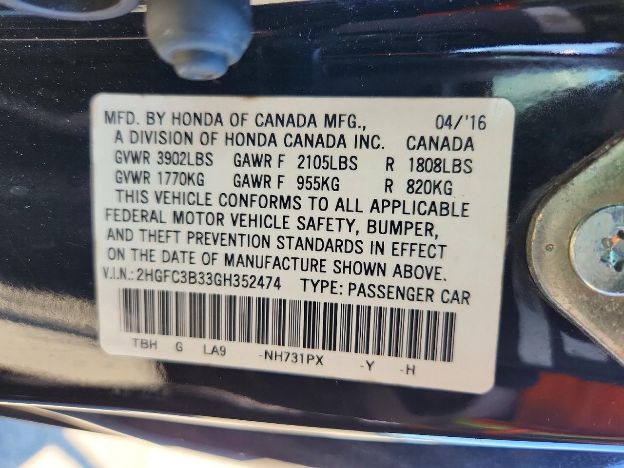 2016 Honda Civic Ex - zdjęcie 13