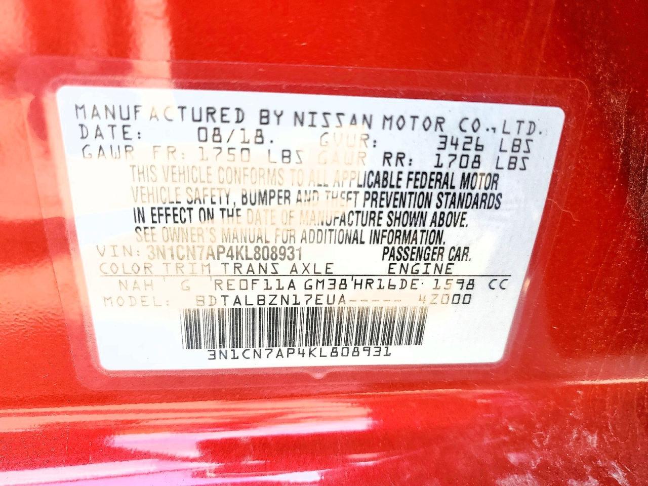 2019 Nissan Versa Sv - zdjęcie 13