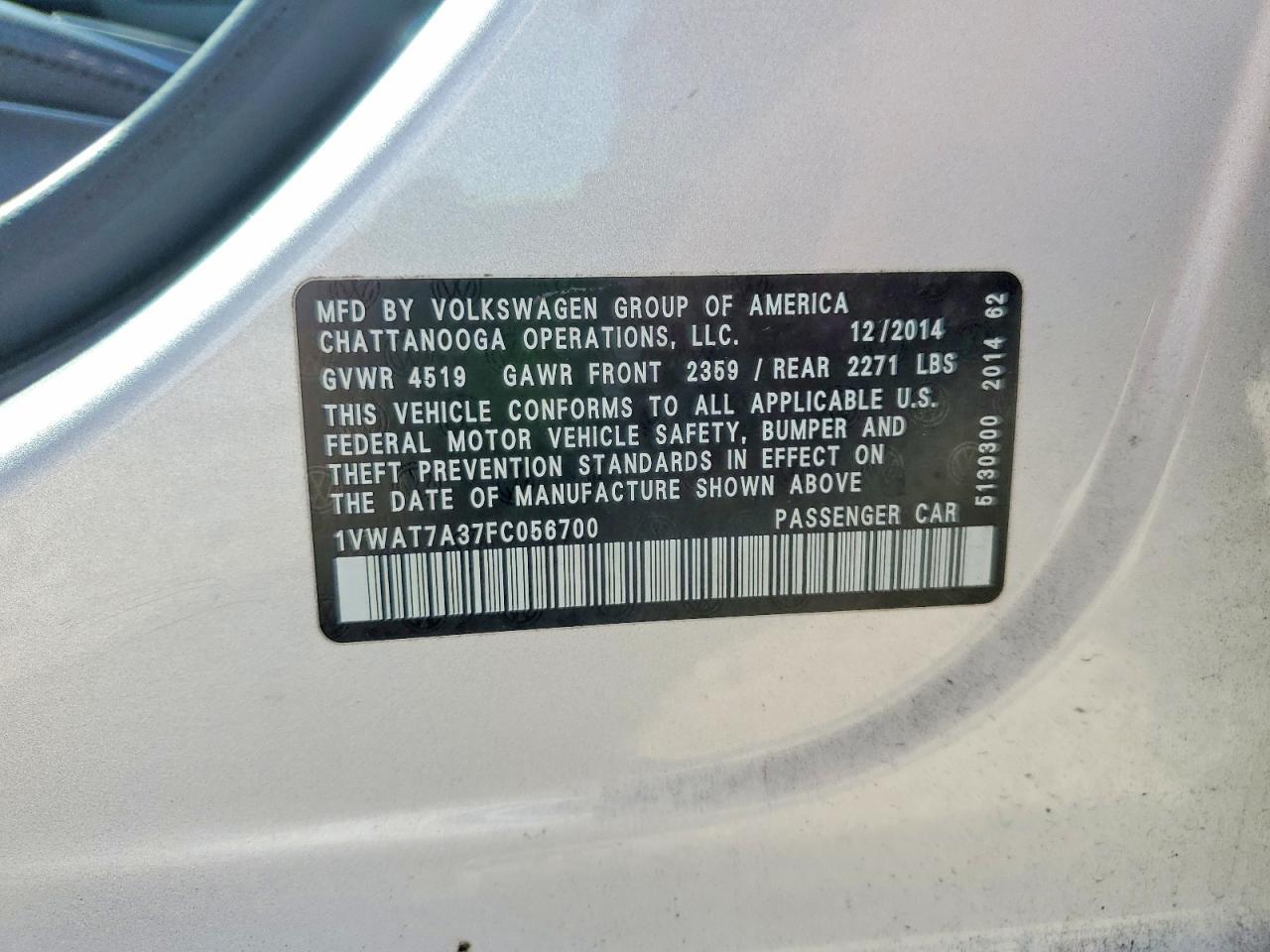 2015 Volkswagen Passat S - zdjęcie 13