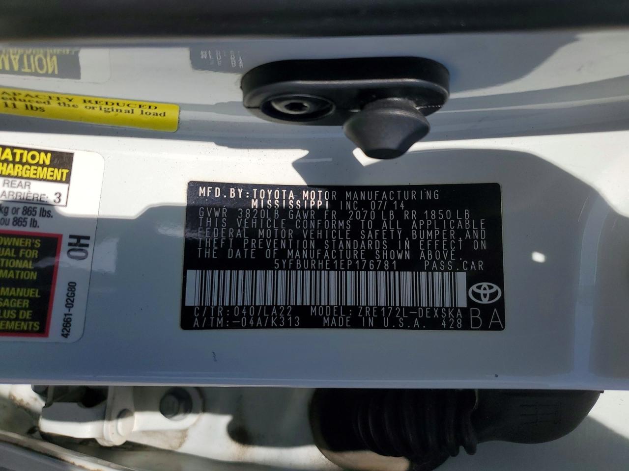 2014 Toyota Corolla S Premium - zdjęcie 13