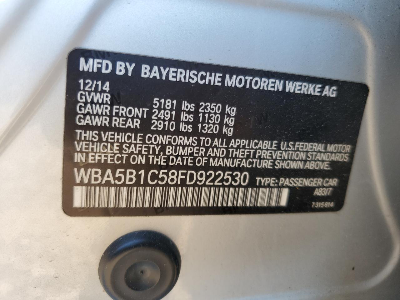 2015 BMW 535 I - zdjęcie 12