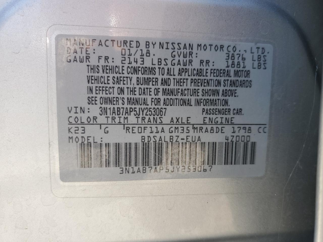 2018 Nissan Sentra S - zdjęcie 12