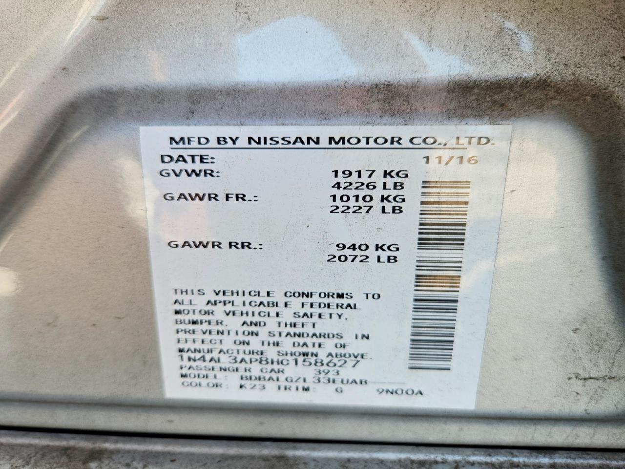 2017 Nissan Altima 2.5 S - zdjęcie 12