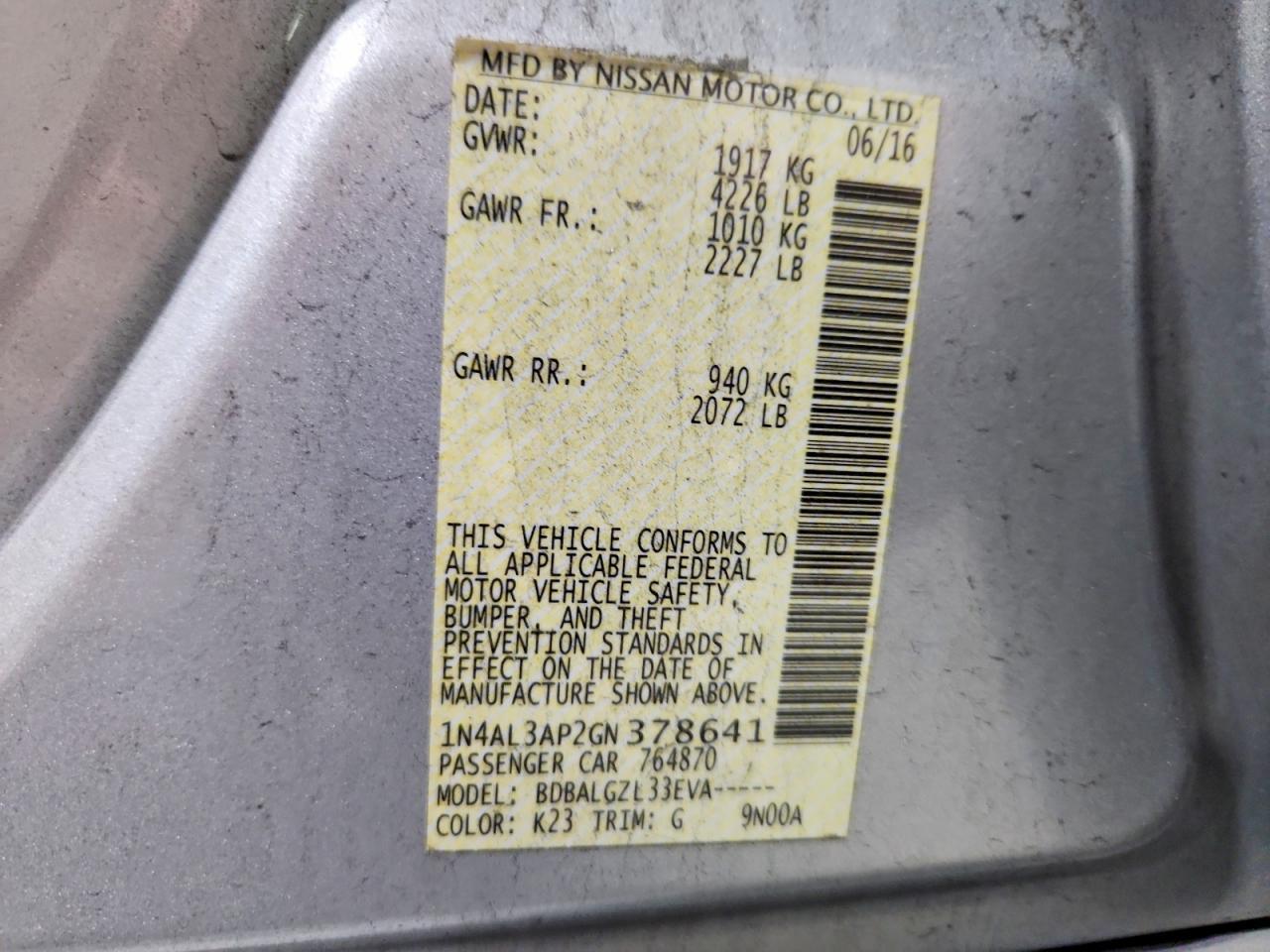 2016 Nissan Altima 2.5 S - zdjęcie 13