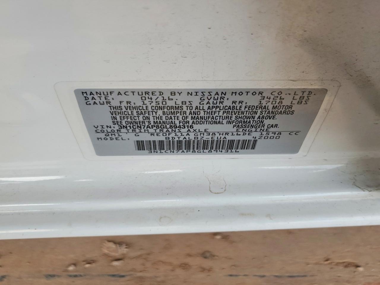 2016 Nissan Versa 1.6 Sv - zdjęcie 12