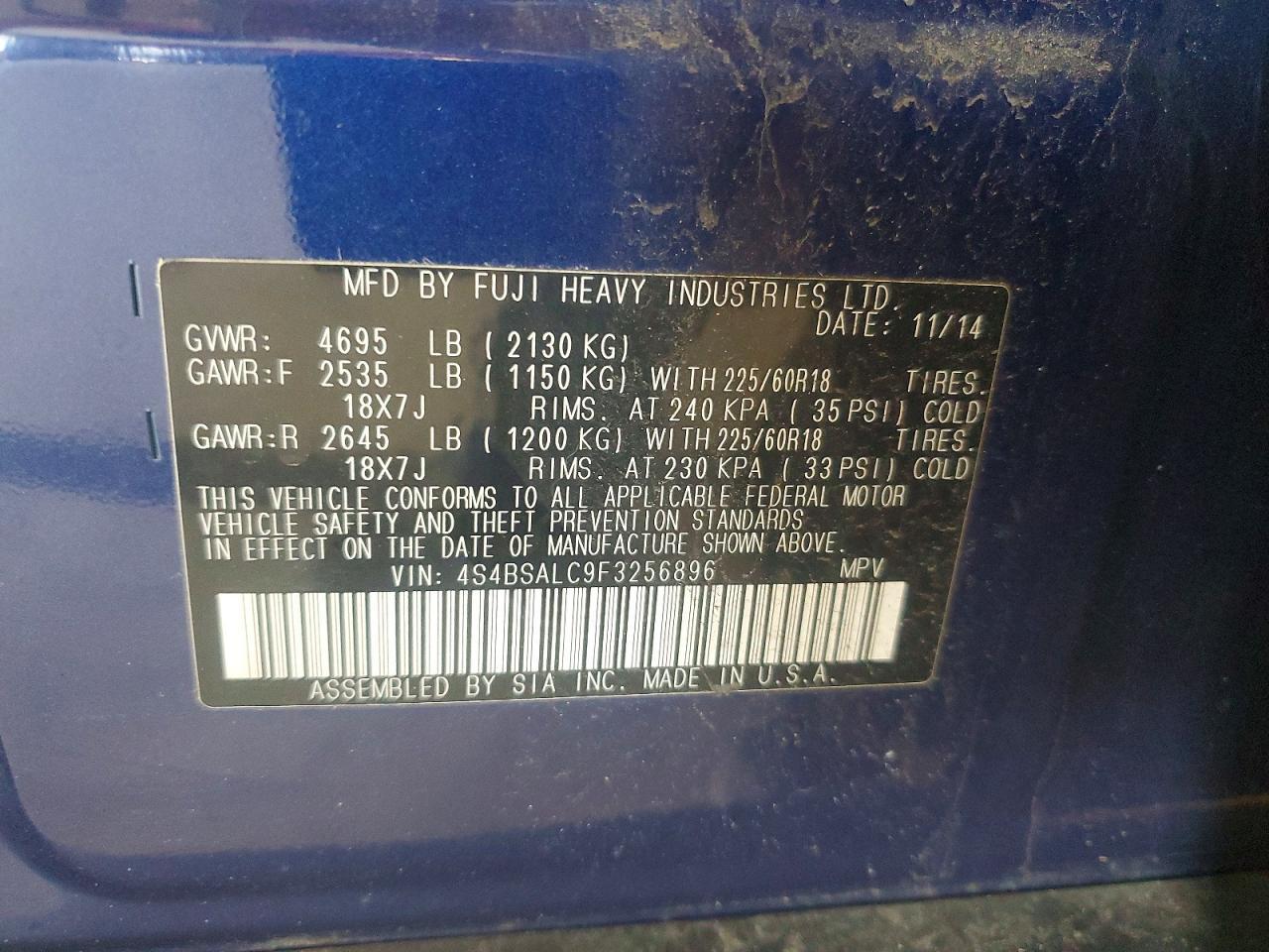 2015 Subaru Outback 2.5I Limited - zdjęcie 13