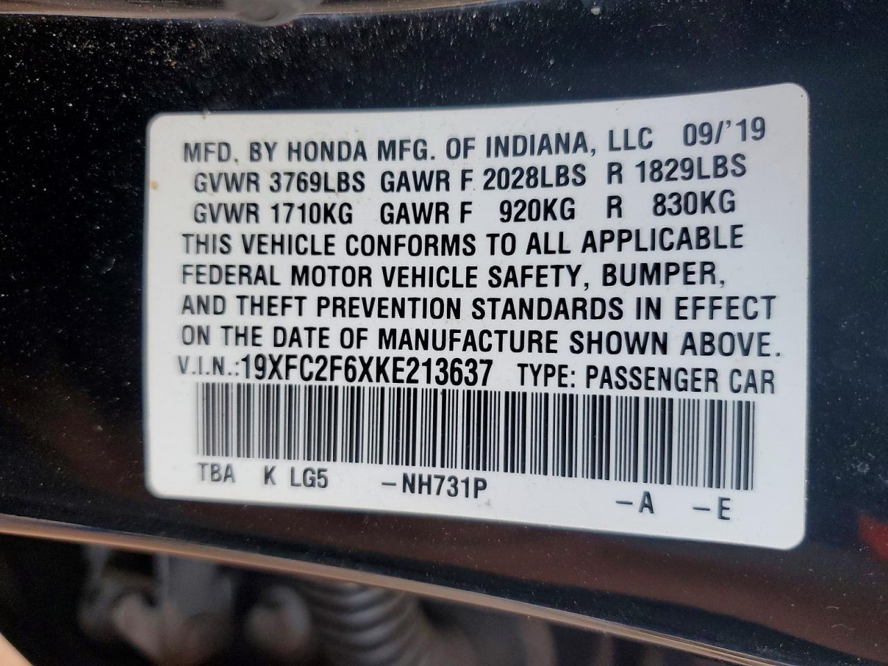 2019 Honda Civic Lx - zdjęcie 12