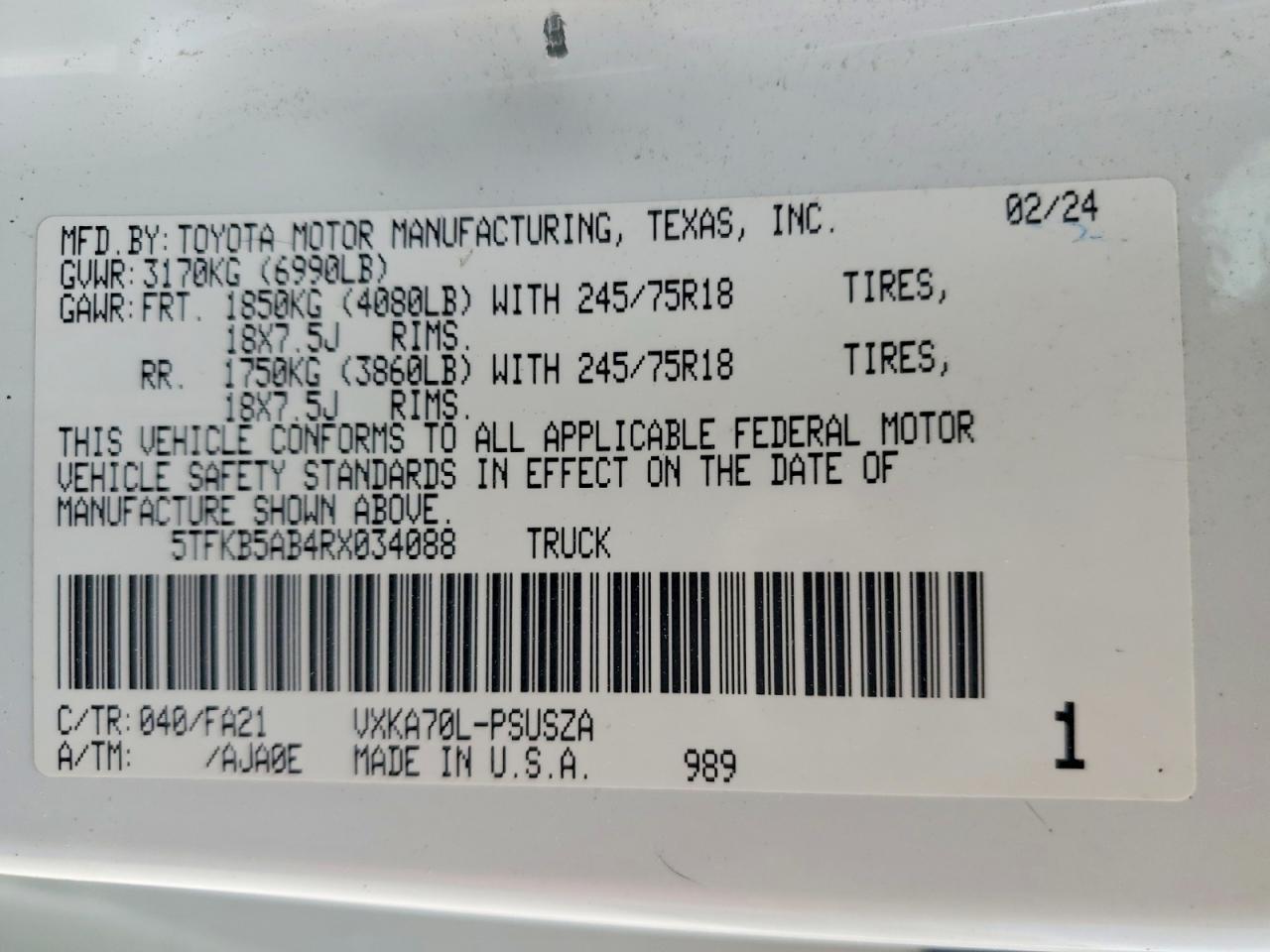 2024 Toyota Tundra Sr - zdjęcie 12