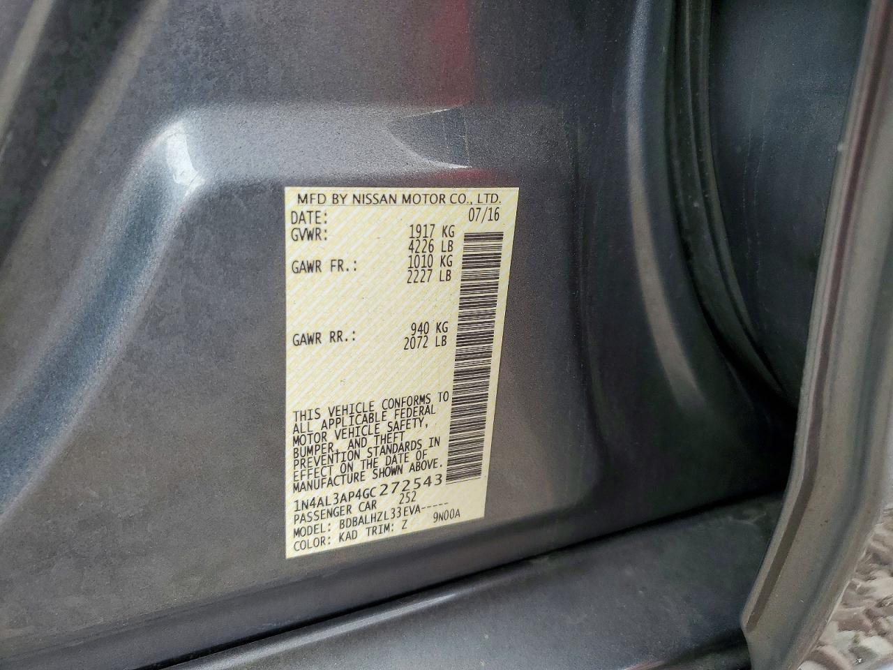 2016 Nissan Altima 2.5 Sr - zdjęcie 12